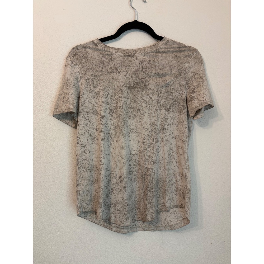 Lululemon Love Tee V Grey White Marble Splatter Print Pima Cotton Shirt Size 4